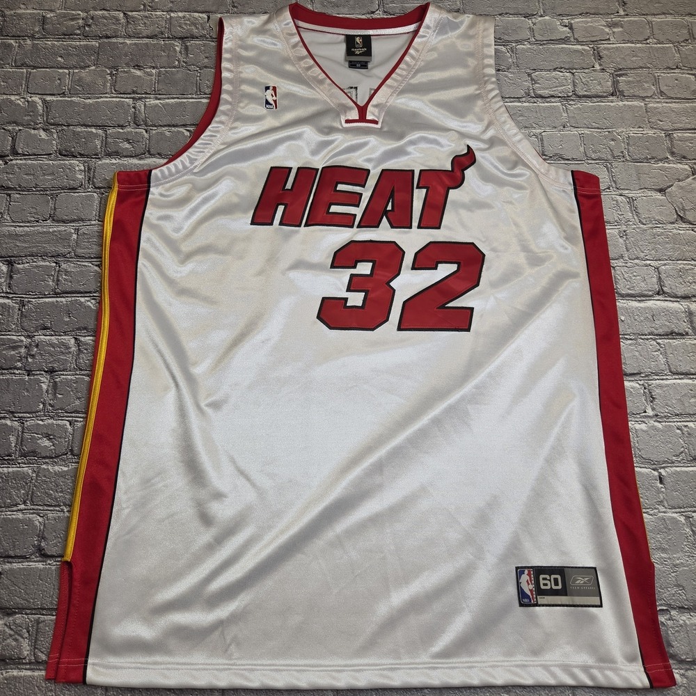 Rare VTG Adidas Shaquille O'Neil #32 Miami Heat Sewn Jersey White Men's Size 60